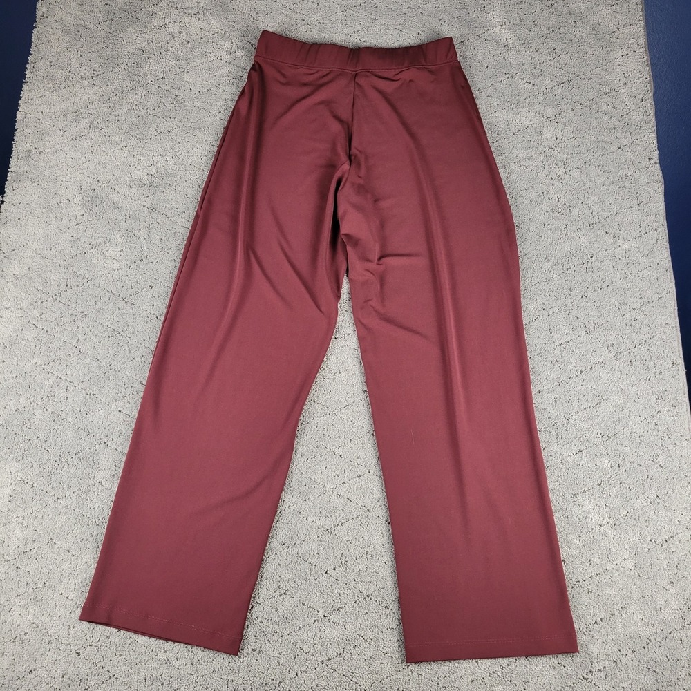 Susan Graver Pants Womens M Red Wide Leg Liquid Knit Pull On Elastic Waist Flowy